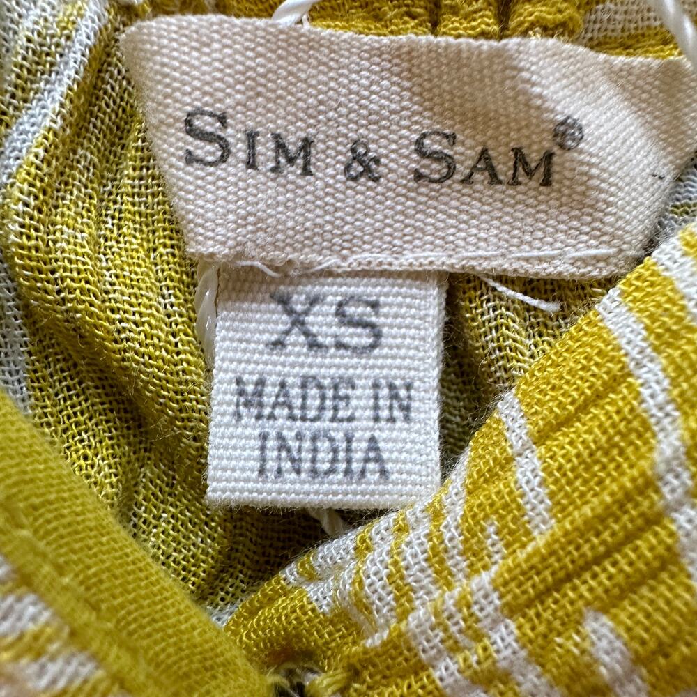 Sim & Sam Maxi Dress Boho Women’s XS Yellow Tropical Belted Surplice Neck Lined - Picture 11 of 12